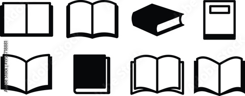 silhouette Open black book side perspective drawing icons minimal back book notebook on the upside down outline laying