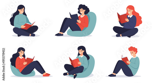 People reading books while sitting comfortably on beanbag chairs