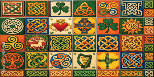 abstract seamless pattern with decorative easter eggs and circular geometric design suitable for wallpaper and textile use