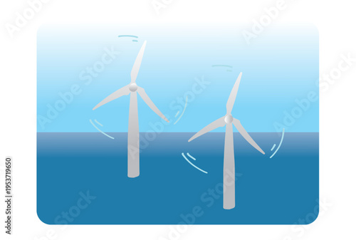 洋上風力発電のシンプルなイラスト