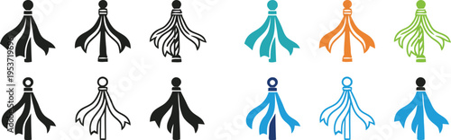 Colorful collection of fishing lure illustrations in various hues and designs