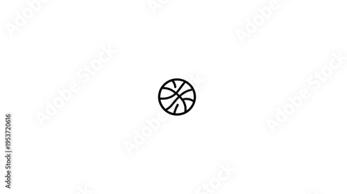 Minimalist illustration featuring a black and white basketball icon centered on a plain white backdrop