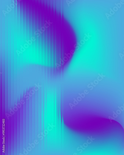Abstract fractal glass gradient background with smooth flowing wave shapes with vibrant neon colors in blue, purple, and teal
