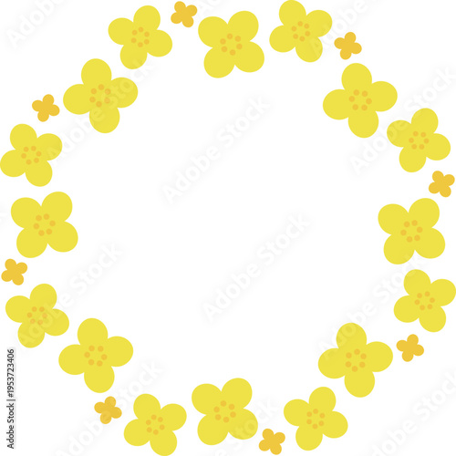 菜の花の円形フレーム