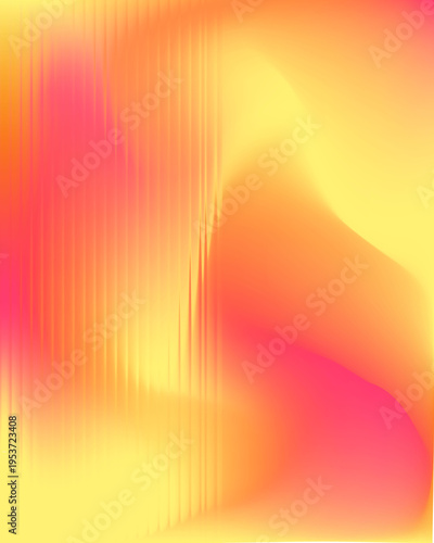 Bright abstract fractal glass gradient with flowing wave shapes in warm yellow, orange, and pink tones. ideal for contemporary design, social media visuals, and creative compositions  