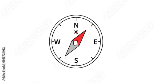 Compass Rose Illustration - Navigational Tool with Cardinal Directions.