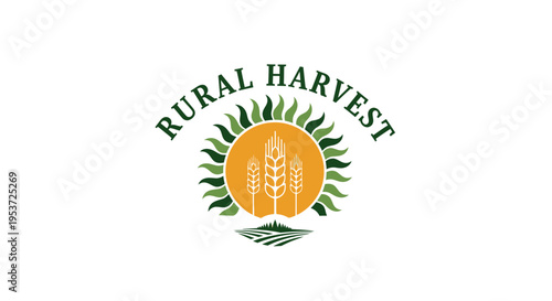 Abundant Grain Harvest Sunburst - Agricultural Prosperity Symbol