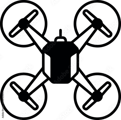 Minimalist Monoline Drone Quadcopter Vector Icon