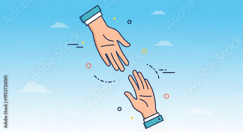 Reaching Hands Illustration - A Symbol of Help, Support, and Connection.