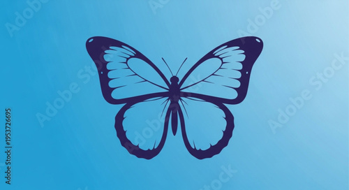 Elegant Blue Butterfly Illustration with Detailed Wing Patterns on a Gradient Background.