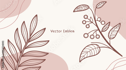 Seamless abstract floral pattern with vector flowers and feathers forming a vintage nature illustration for spring card design