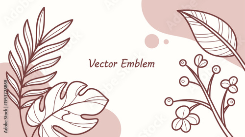 Pink abstract background featuring a vector illustration of an angel wing feather and floral heart elements for a romantic Valentine day card design