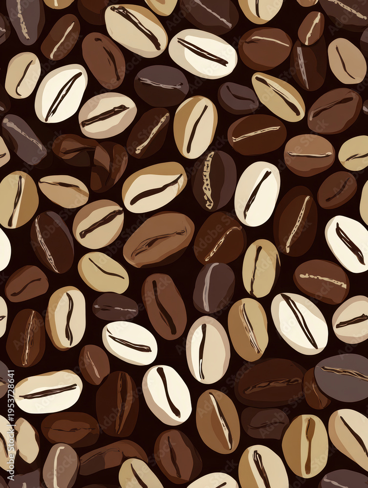 Obraz premium Seamless Coffee Beans Pattern Illustration. AI generative.