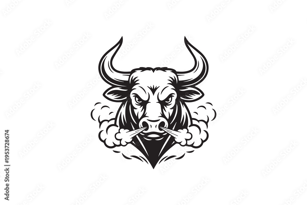 Fototapeta premium Angry Bull Face illustration Vector