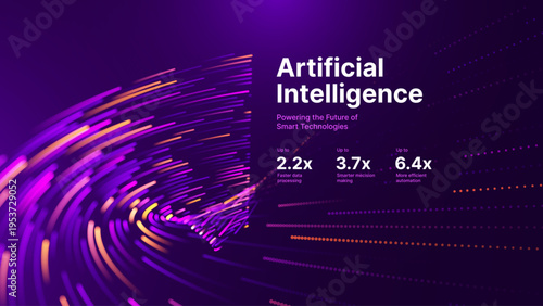 Cyber Neural Network Design. Abstract Data Stream for AI Applications. High-Tech Visualization with Particle Flow. Digital Transformation Science Concept.