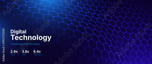 Digital Blue Hexagonal Cell Pattern With Glowing Edges Tech Background. Futuristic Abstract Game Cyber Grid Defense Shield Design Texture. Vector Illustration.