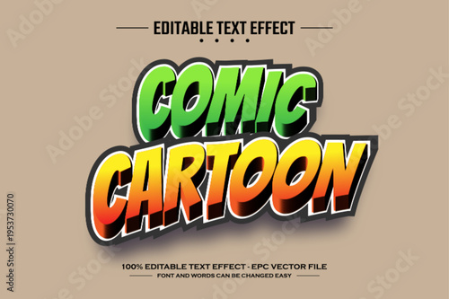 Comic cartoon 3D editable text effect template
