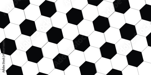 eamless vector illustration of black and white soccer ball pattern background. design sport modern