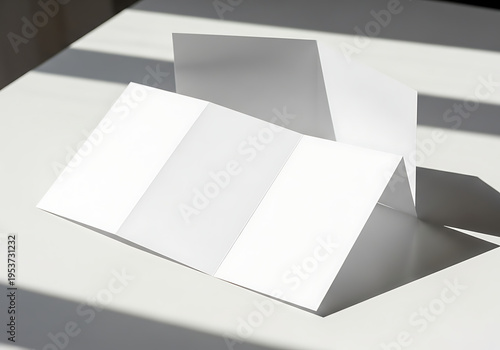 Tri-fold paper brochure, studio lighting