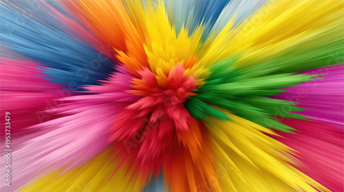 An explosion of vibrant colors bursts outward creating a dynamic abstract background that evokes energy, creativity, and a sense of joyful celebration and movement.