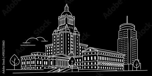USA, US, U.S, United States - Providence skyline minimal svg clean architecture line vector
