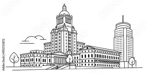 USA, US, U.S, United States - Providence skyline minimal svg clean architecture line vector
