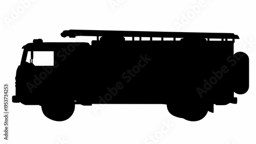 Fire truck emergency vehicle silhouette driving rescue mission at night