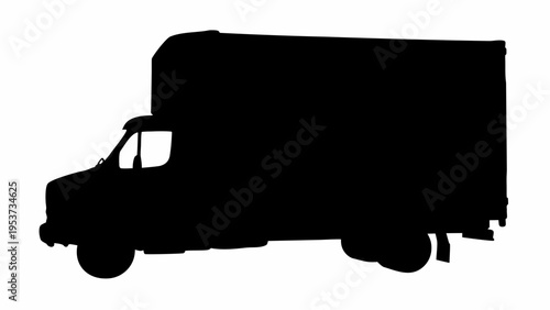 Refrigerated truck silhouette for food delivery on white background