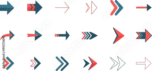 A collection of colorful arrows pointing in various directions on a white background