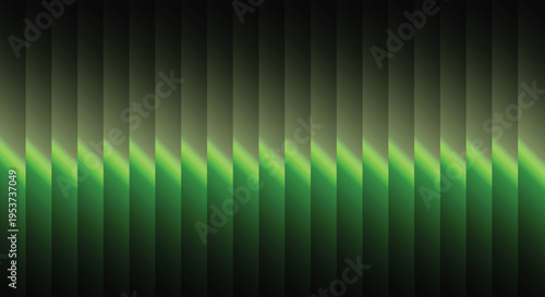 Abstract Green Neon Wave Background with Dark Gradient Light Bars