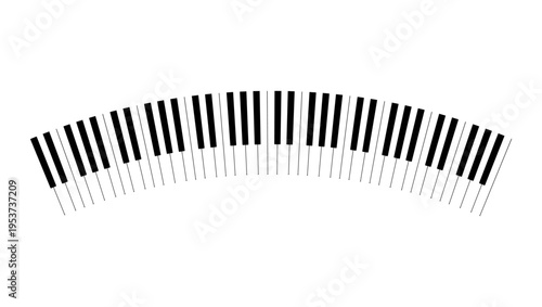 round piano keyboard, black isolated silhouette