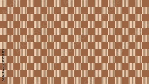 Brown Checkered Pattern with Vertical Stripes