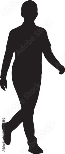 Silhouette of a person walking alone quickly outside