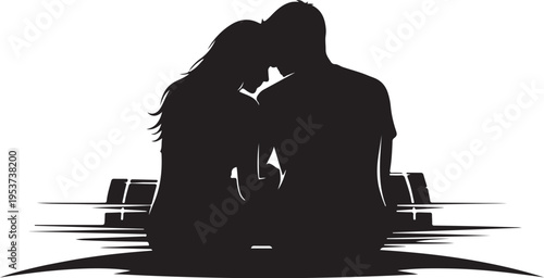 Couple Silhouette Sharing a Romantic Moment Together