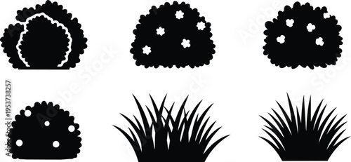 Assorted Botanical and Grass Silhouette Icons