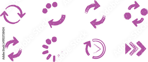Hand-Drawn Style Purple Refresh and Loading Icons