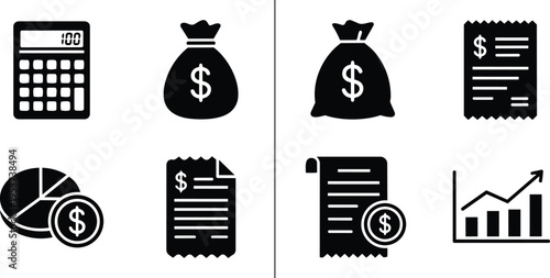 Financial Planning and Currency Glyph Icon Collection