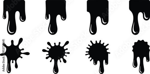 Black Paint Drip and Splatter Graphic Set