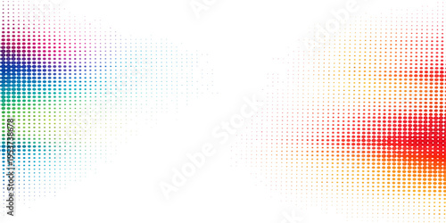 Abstract rainbow background featuring a colorful halftone dot pattern and digital wave shapes in a vibrant vector illustration design for a modern wallpaper backdrop
