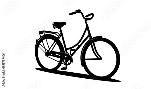 Cuadro en lienzo Vintage bicycle silhouette black vector illustration with classic frame and angl