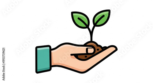 Hand Holding a Sprout - Nurturing Growth and New Beginnings.