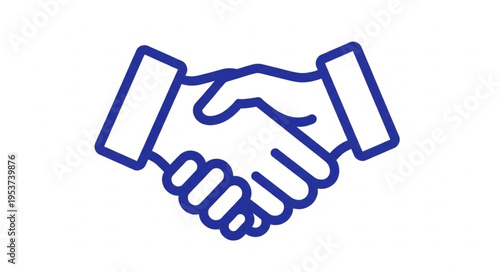 Blue Handshake Icon - Symbol of Agreement and Partnership.
