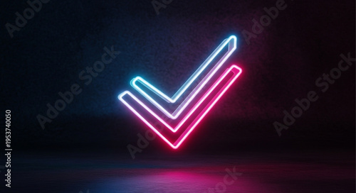Neon Check Mark Symbol - A Vibrant Display of Validation and Approval.