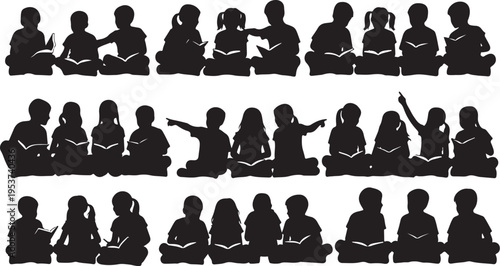 Silhouettes of children sitting in classroom setting