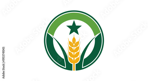 Agricultural Emblem with Wheat and Star Symbol - Growth and Harvest Concept