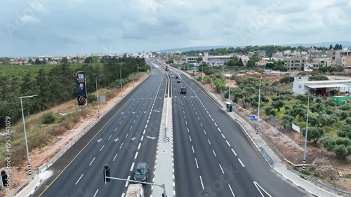 Urban Flow Aerial View of Modern Highway 4 Infrastructure at Mazra'a Junction Towards Nahariya