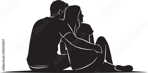 Couple sitting together in love and affection