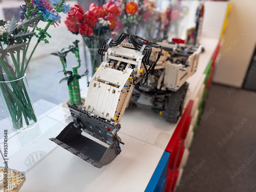 Fototapeta premium Lego technic excavator model on display