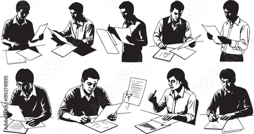 People studying and working with documents together