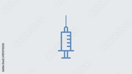 Medical syringe icon with needle on light background symbolizing healthcare and vaccination